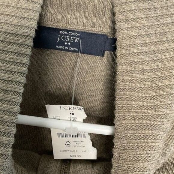 NWT J. Crew Gray 100% Cotton 1/4 Zip Sweater Pullover Men Size Large - Picture 5 of 11